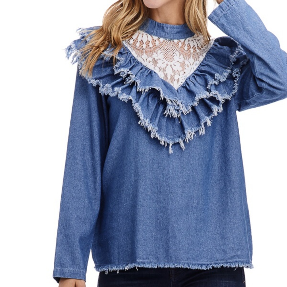 Sweetheart Denim Boho Top - Picture 4 of 8